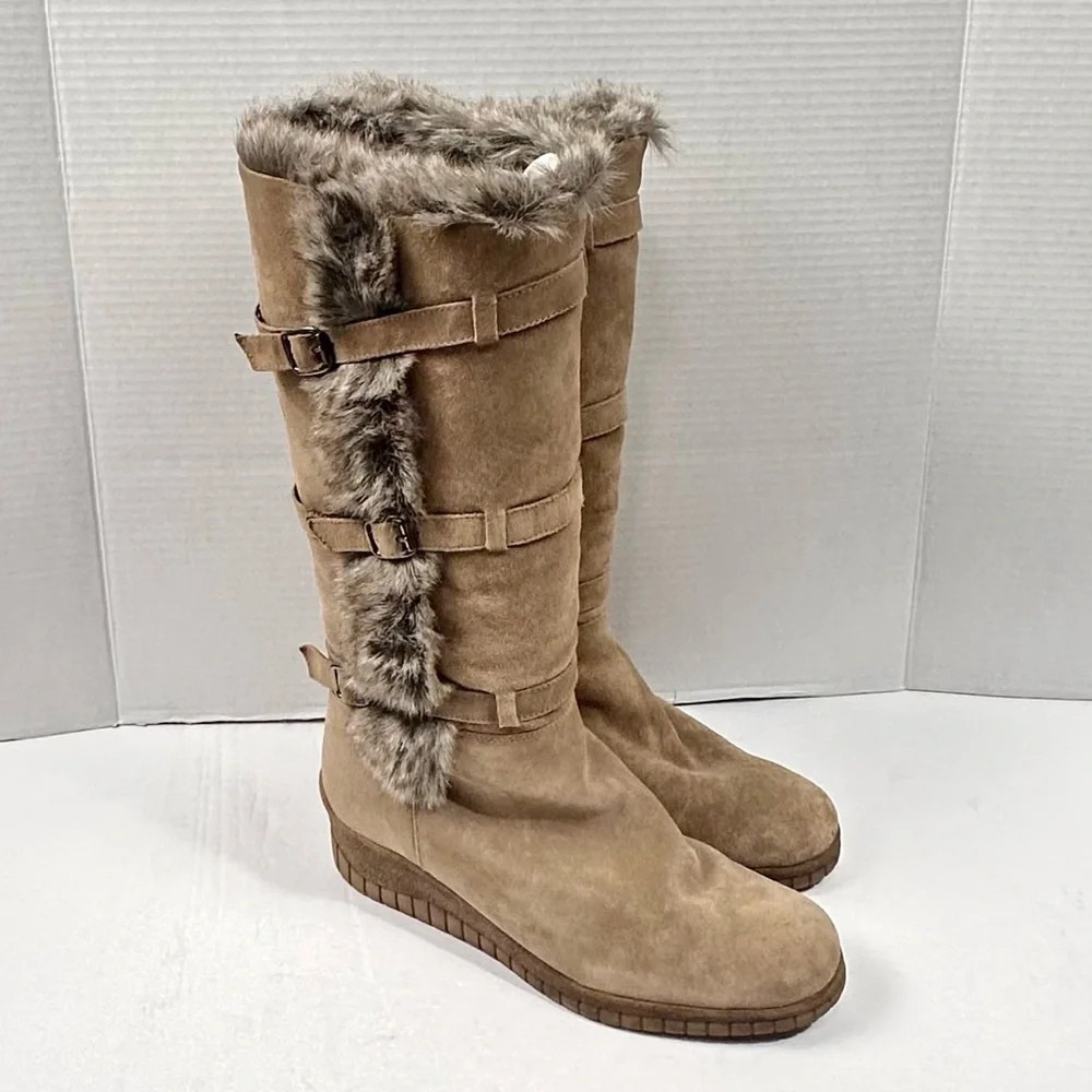 Aquatalia‎ Callie Faux Fur Wedge Boots Sz 9